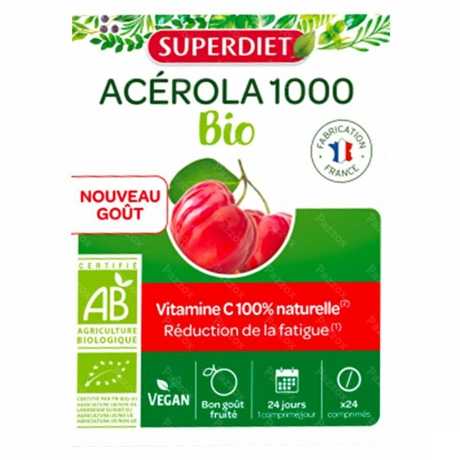 Superdiet Acerola 1000 Bio Kauwtabl 24