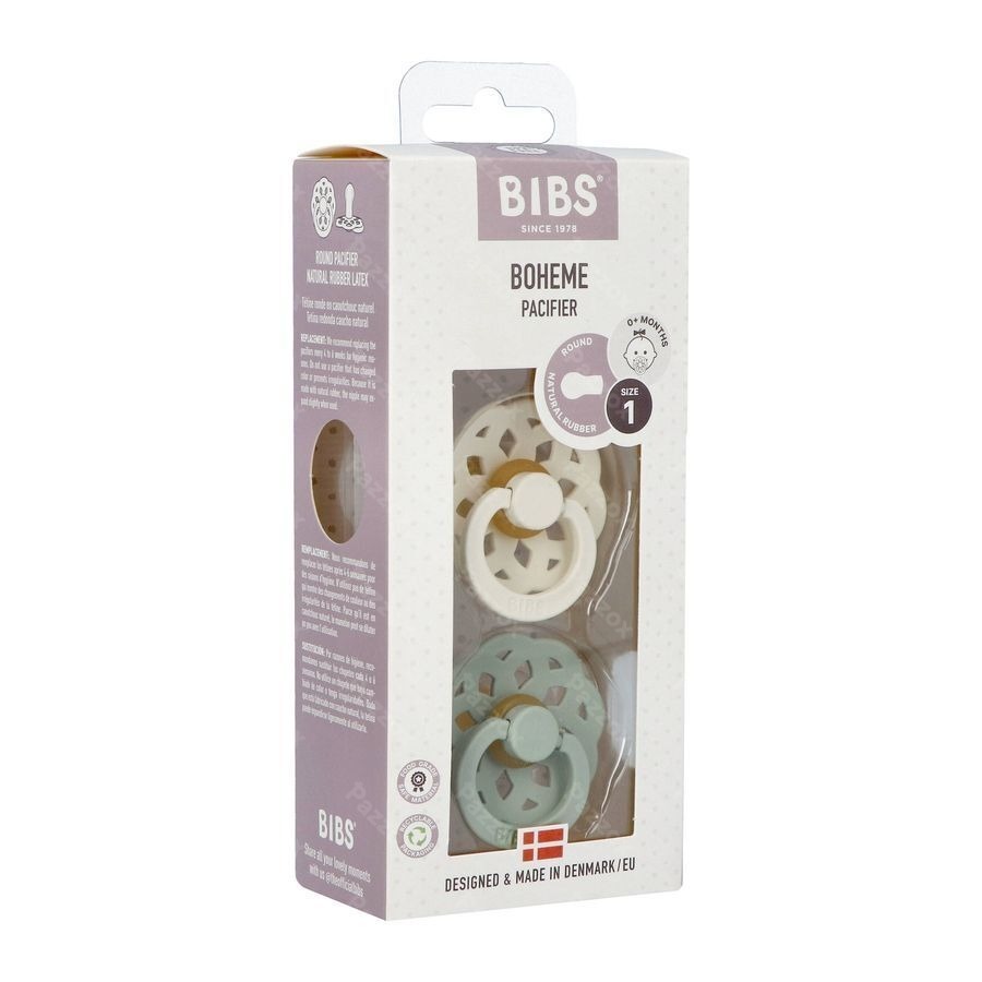Bibs 1 Fopspeen Boheme Duo Sage/ivory 2