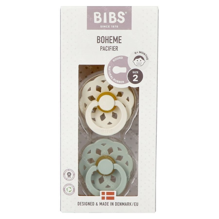 Bibs 2 Fopspeen Boheme Duo Sage/ivory 2