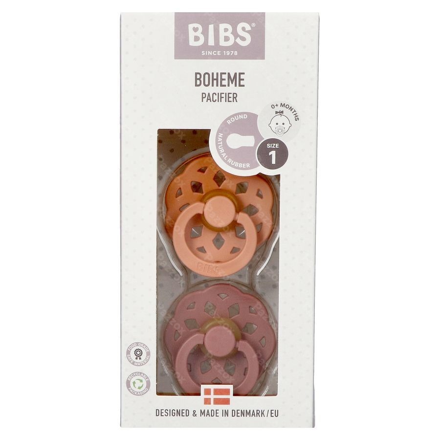 Bibs 1 Fopspeen Boheme Duo Peach/woodchuck 2