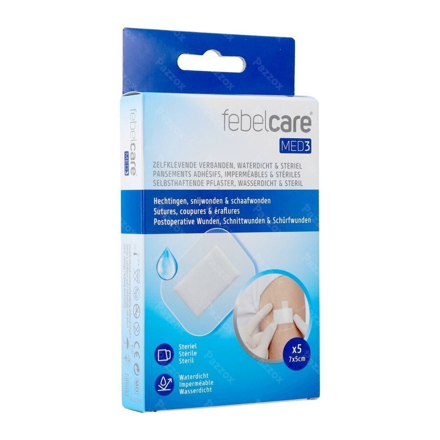 Febelcare Med3 Zelfklevend Verband 7x5cm 5 Stuks