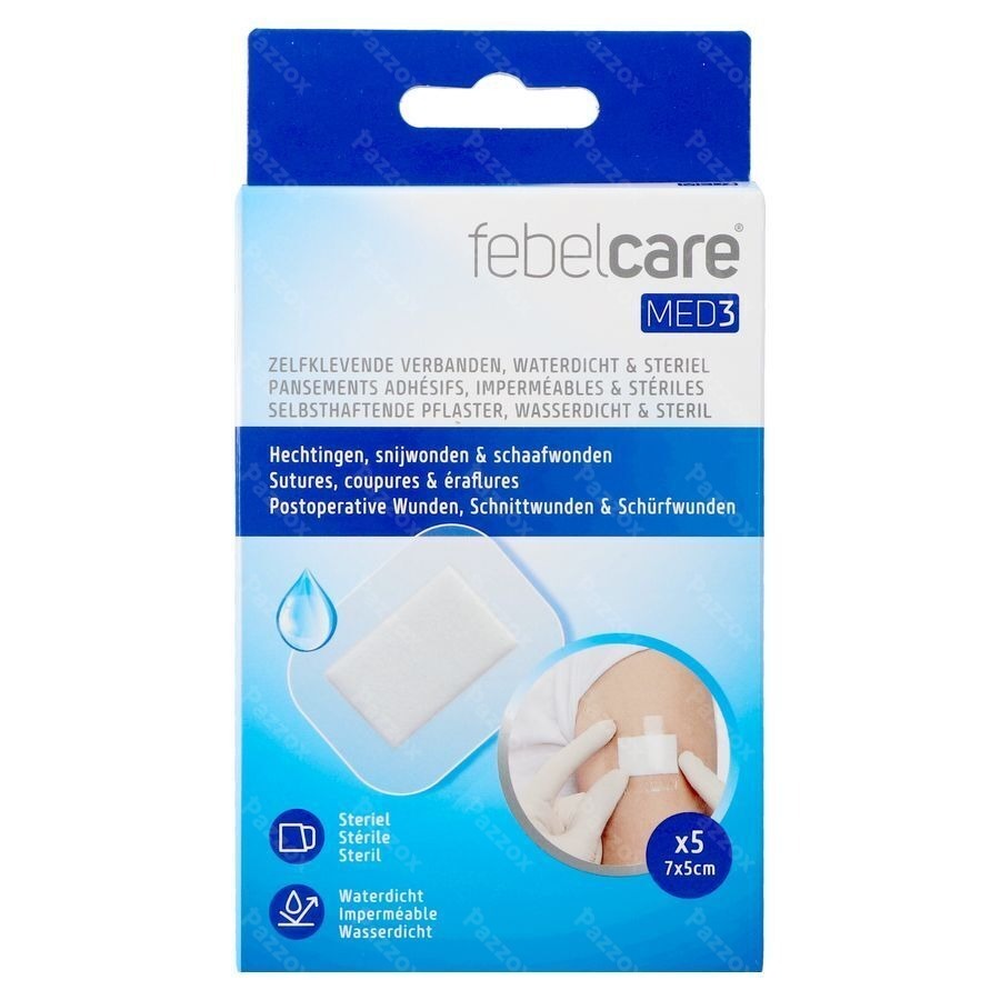 Febelcare Med3 Zelfklevend Verband 7x5cm 5 Stuks