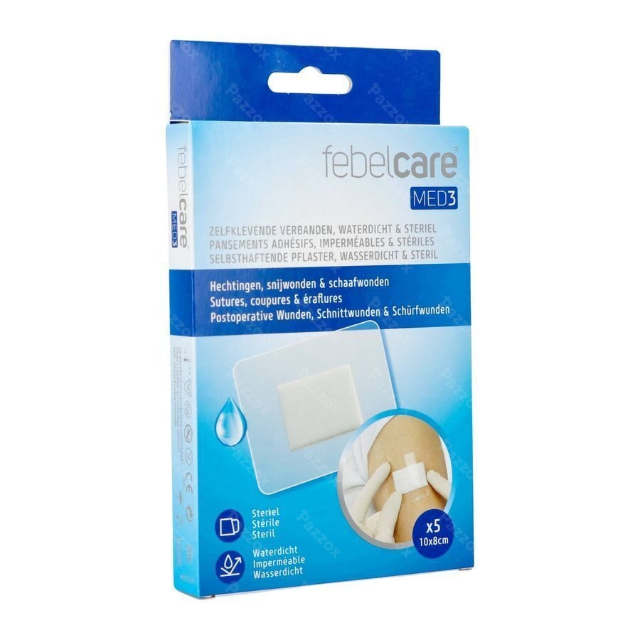 Febelcare Med3 Zelfklevend Steriel Verband 8x10cm 5 Stuks