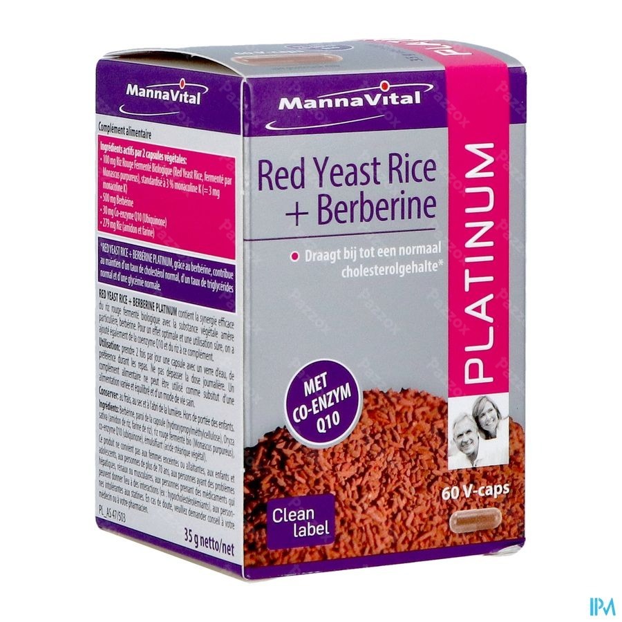 Mannavital Red Yeast Rice+berberine Platinum 60 Vegan Capsules