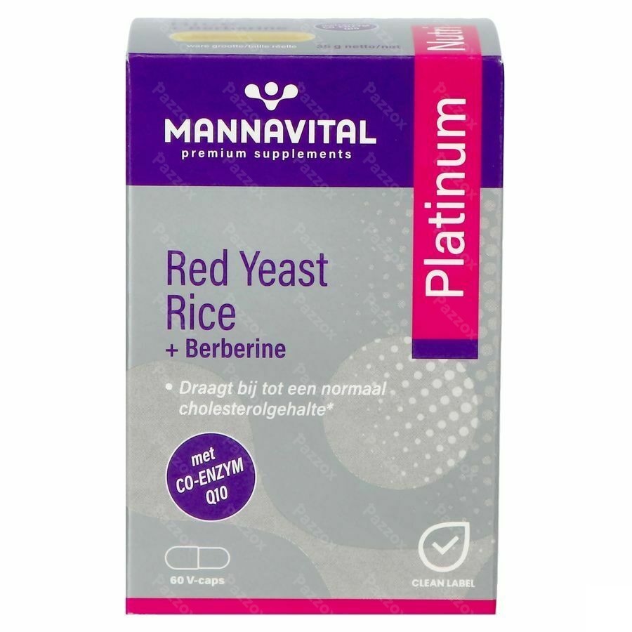 Mannavital Red Yeast Rice+berberine Platinum 60 Vegan Capsules