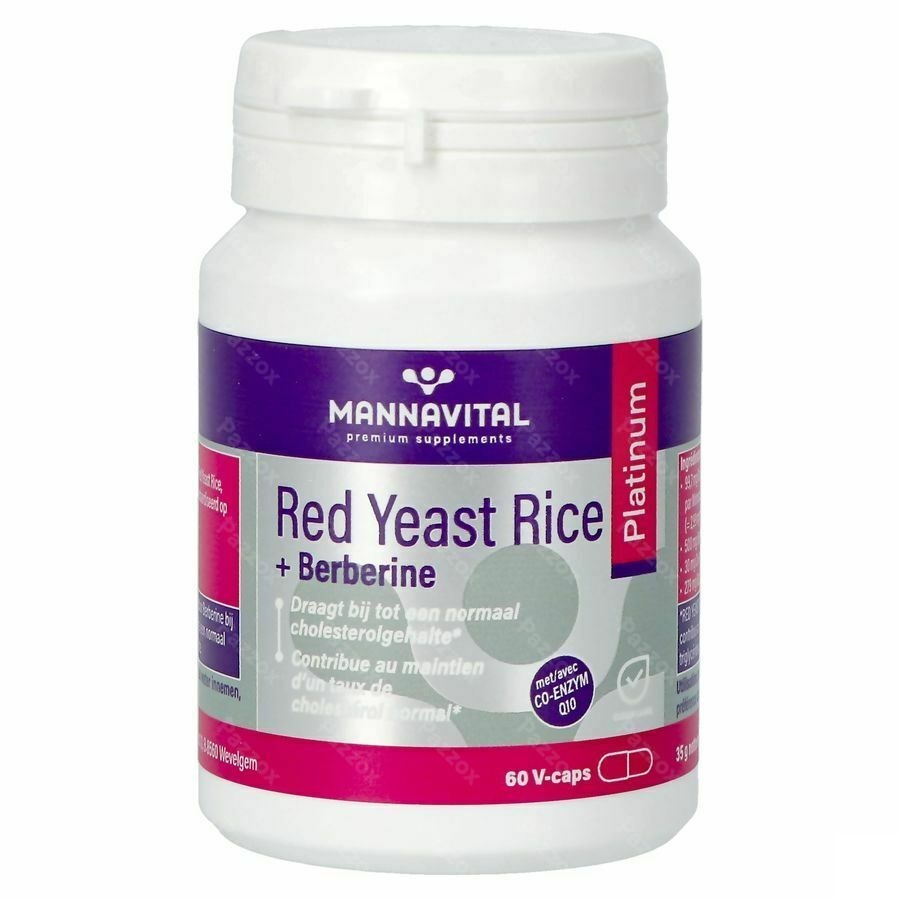 Mannavital Red Yeast Rice+berberine Platinum 60 Vegan Capsules