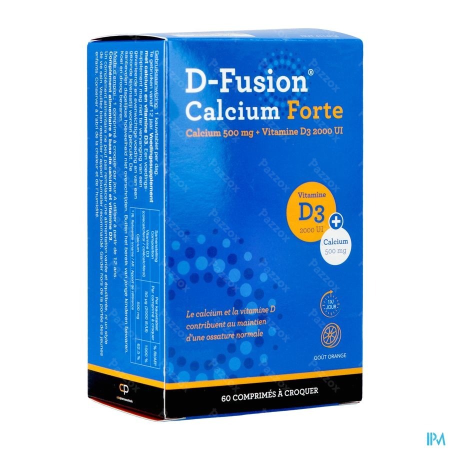 D-fusion Calcium Forte 500 mg/2000 IE 60 Kauwtabletten