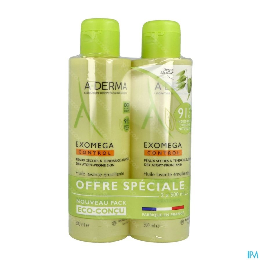 A-Derma Exomega Control Olie 2 x 500ml Promo -50%