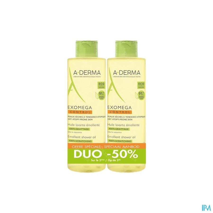 A-Derma Exomega Control Olie 2 x 500ml Promo -50%