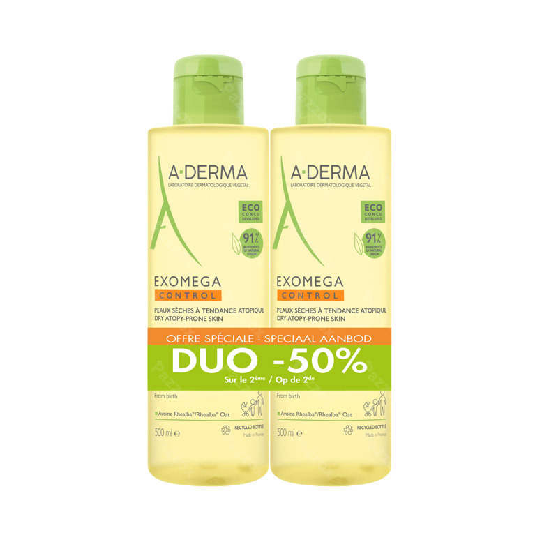A-Derma Exomega Control Olie 2 x 500ml Promo -50%
