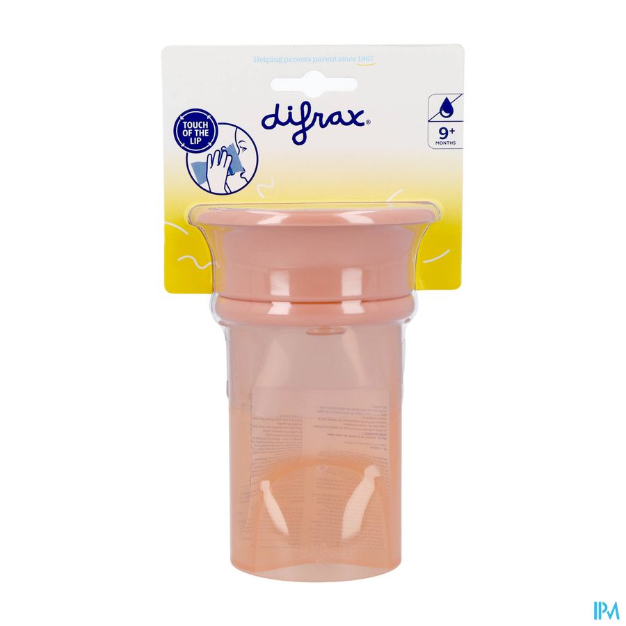 Difrax 360 graden drinkbeker 250 ml - Antilek - Peach/Roze - 1 stuk