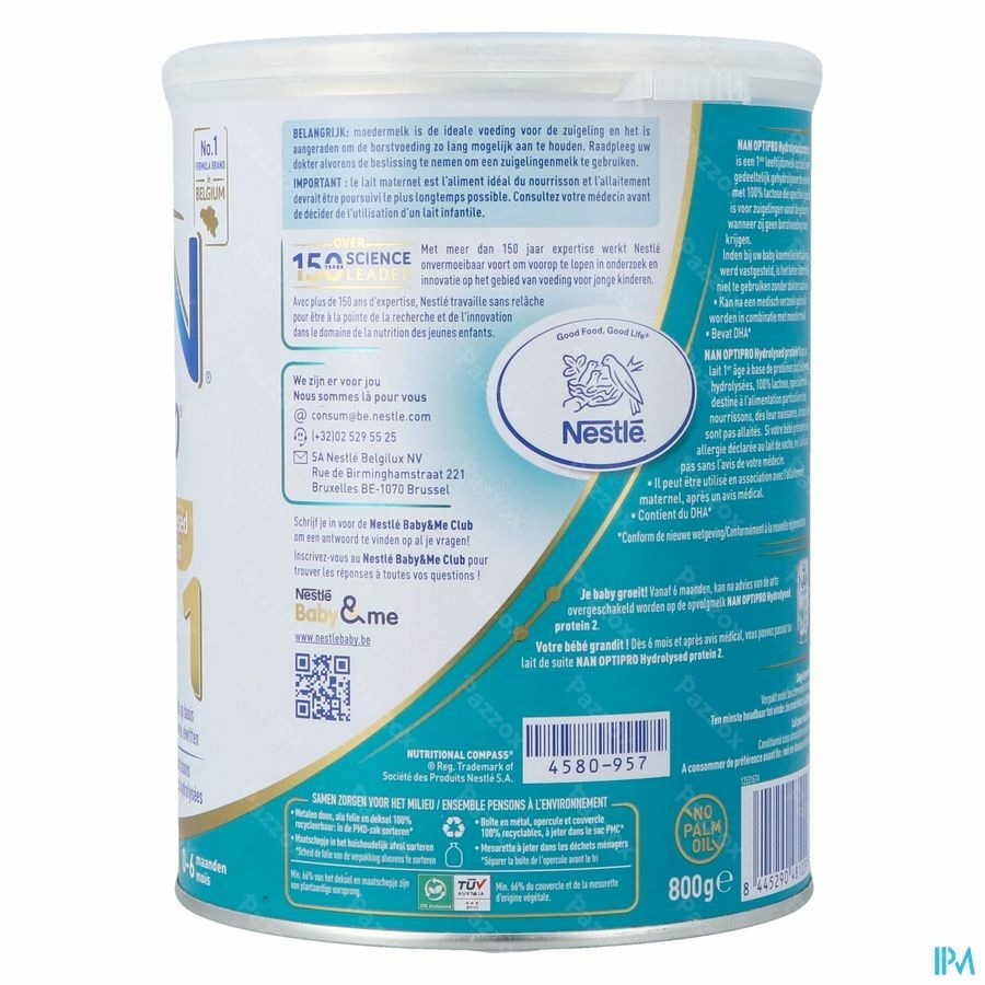 Nan Optipro Hydrolysed protein 1 Zuigelingenmelk Baby 800g