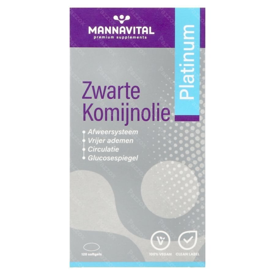 Mannavital Zwarte Komijnolie Platinum Softgels 120