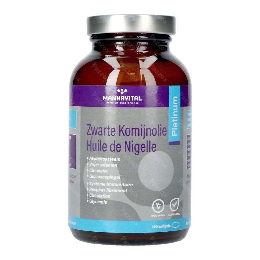 Mannavital Zwarte Komijnolie Platinum Softgels 120