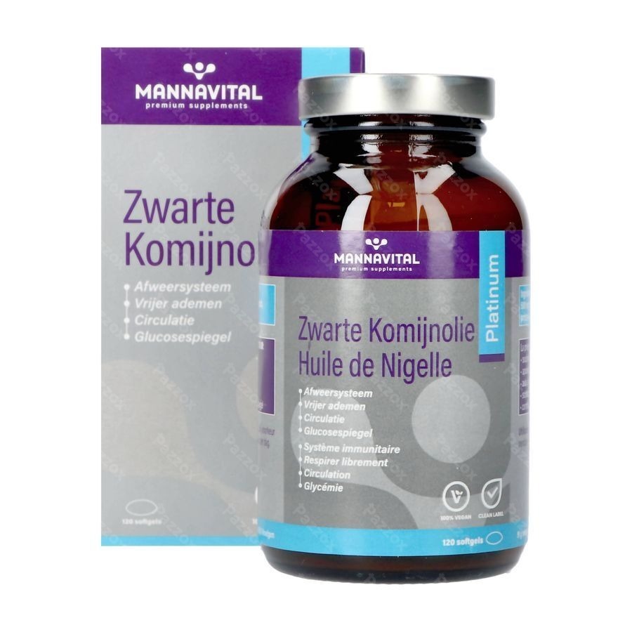 Mannavital Zwarte Komijnolie Platinum Softgels 120