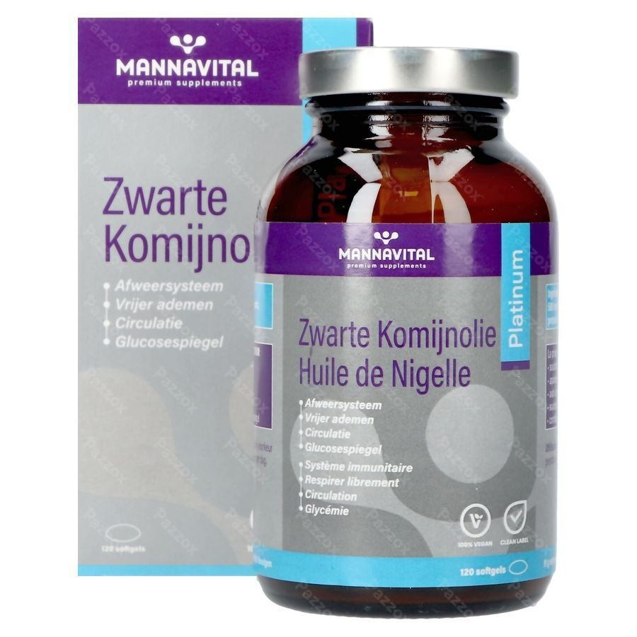 Mannavital Zwarte Komijnolie Platinum Softgels 120