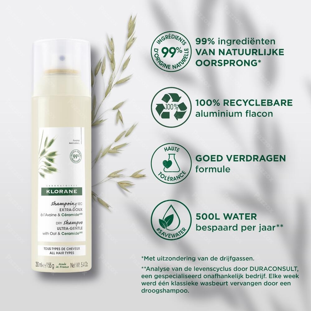 Klorane Capillaire Droogshampoo Havermelk en Ceramide 50ml
