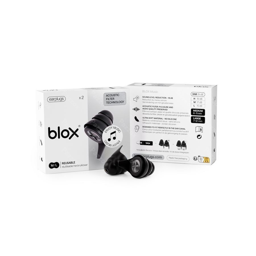 Blox Music Medium/Large Zwart 1 Paar Oordoppen