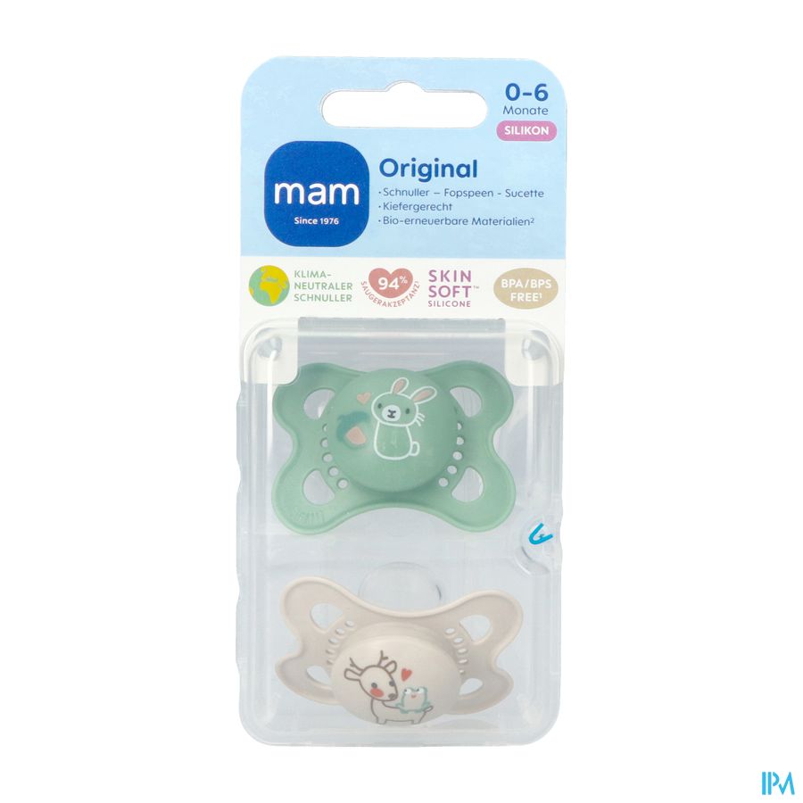 MAM Fopspeen Original Pure Siliconen - 0-6 maanden - Unisex | 100% duurzame fopspeen MAM