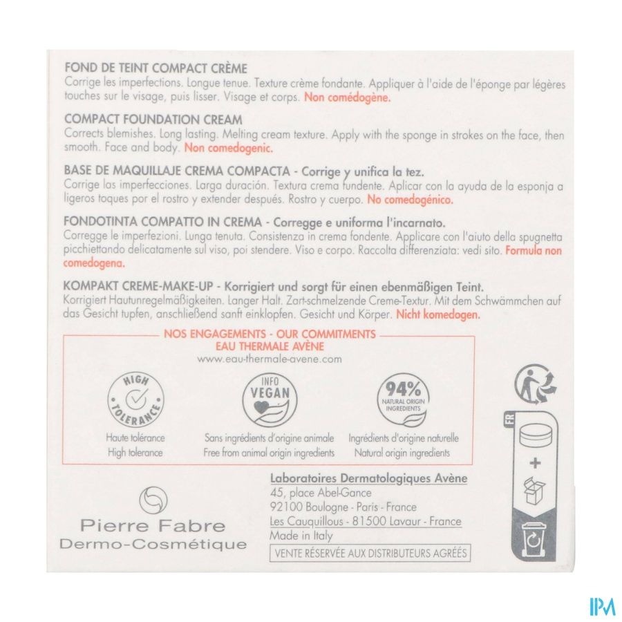 Avène Couvrance Compactcrème SPF30 1.4 Doré 8,5g