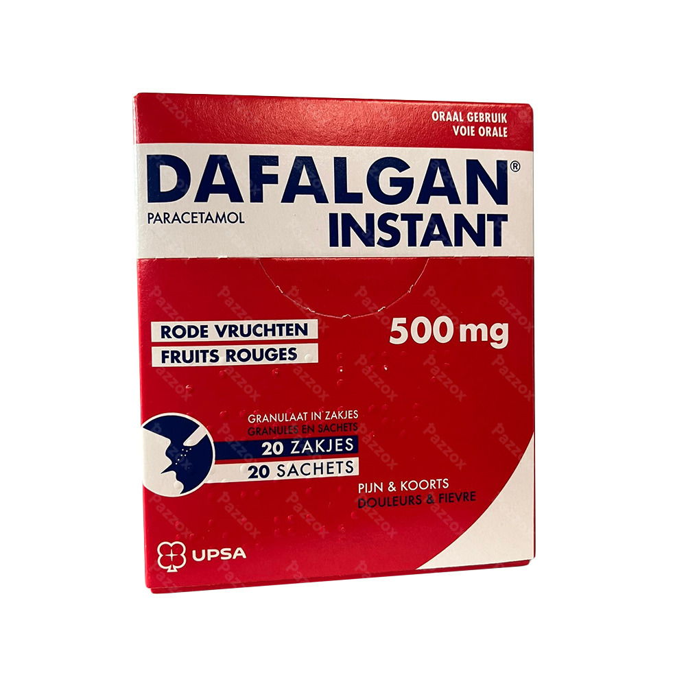 Dafalgan Instant Rode Vruchten 500mg 20 Zakjes