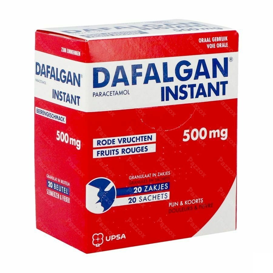 Dafalgan Instant Rode Vruchten 500mg 20 Zakjes