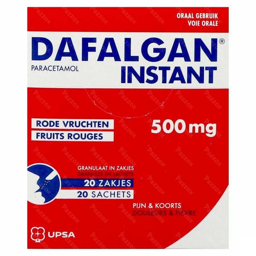 Dafalgan Instant Rode Vruchten 500mg 20 Zakjes