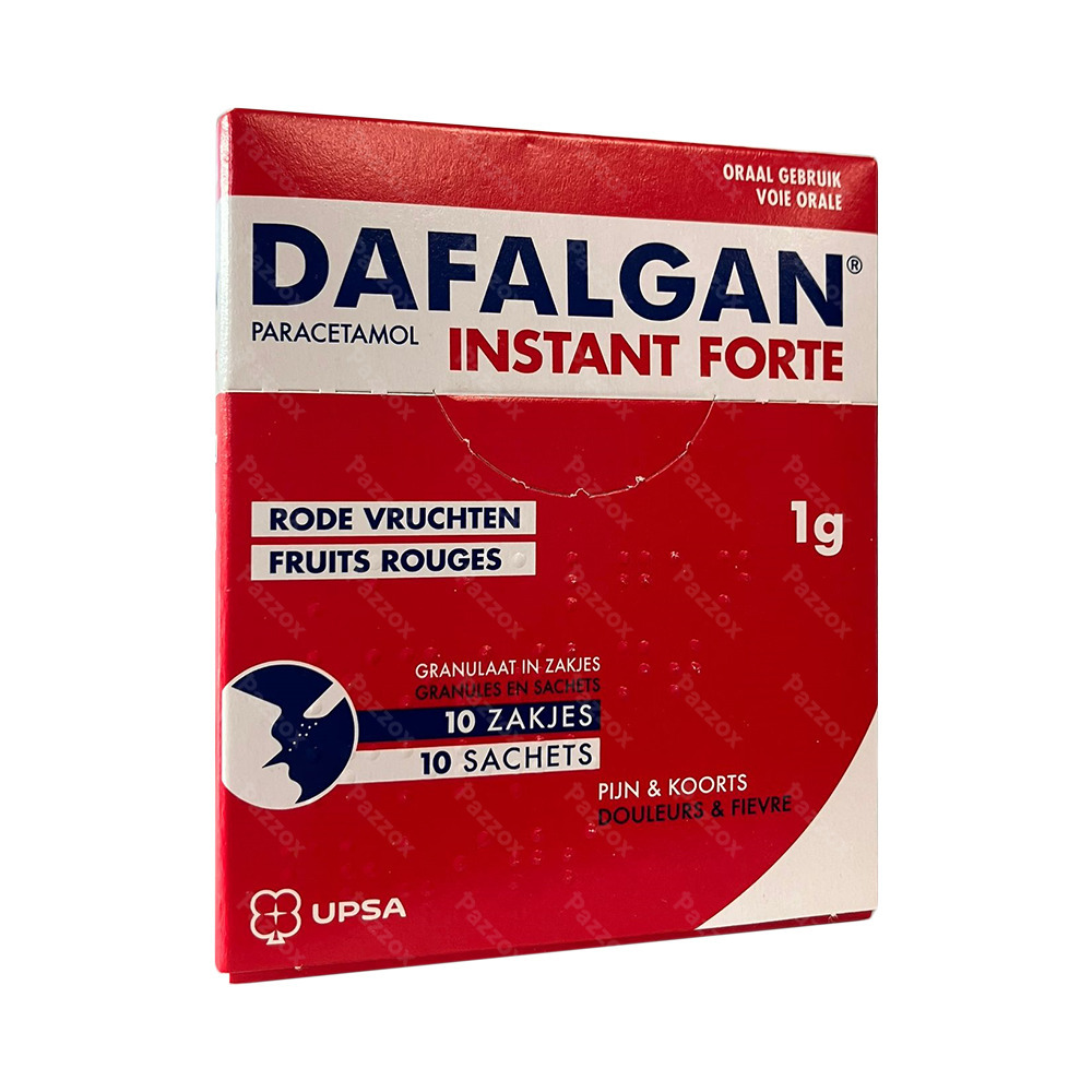 Dafalgan Instant Forte Rode Vruchten 1g 10 Zakjes