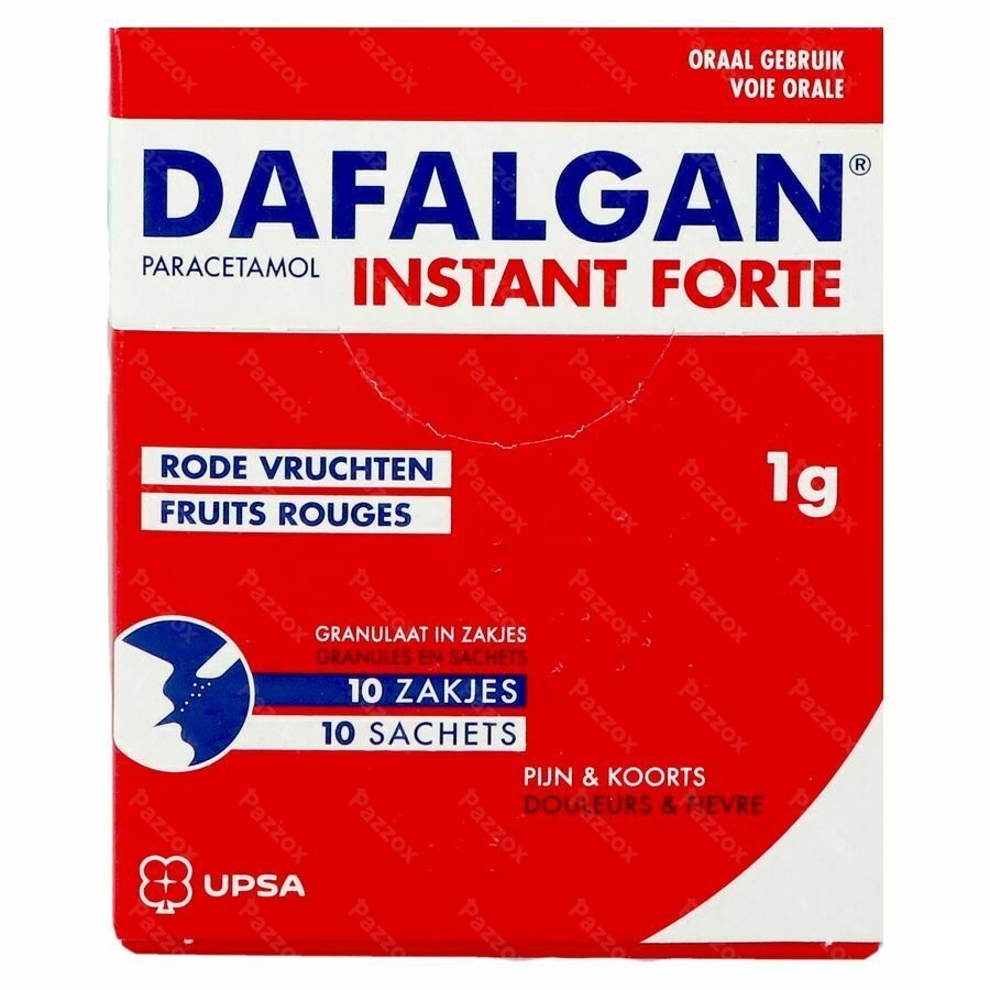 Dafalgan Instant Forte Rode Vruchten 1g 10 Zakjes