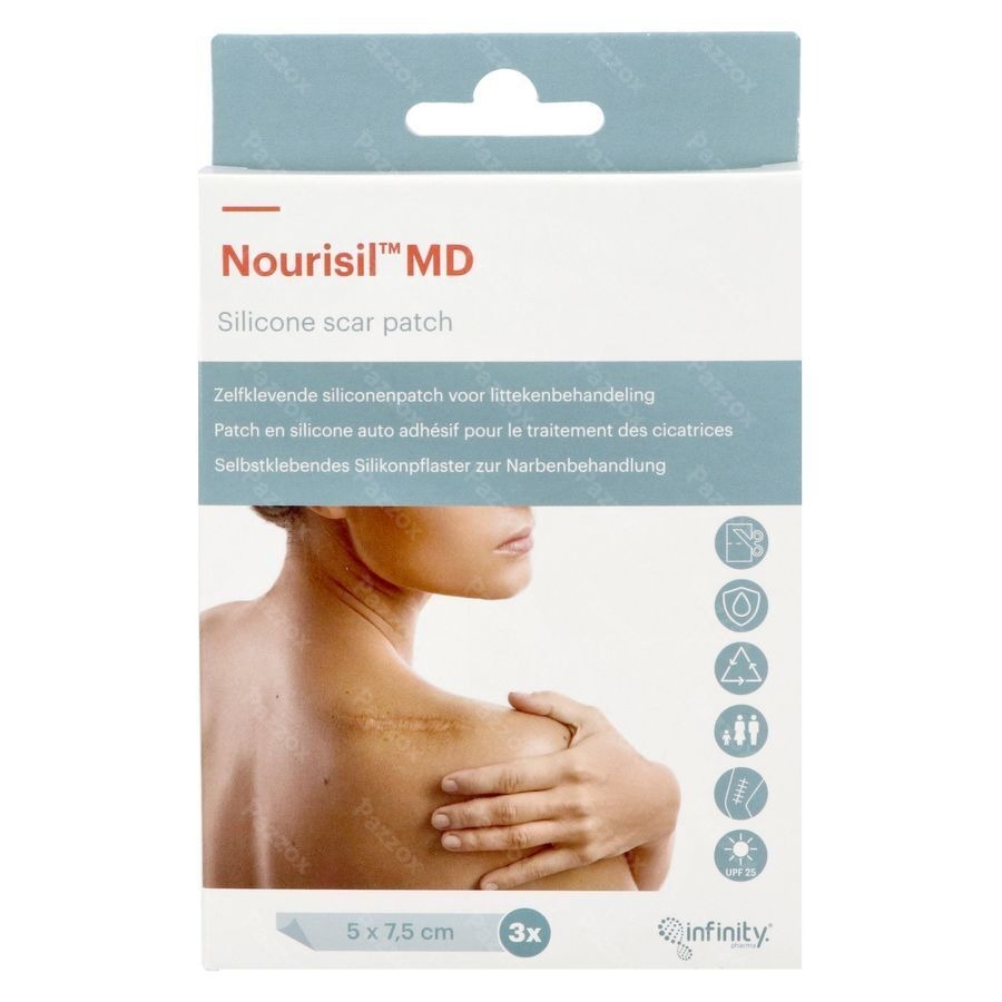 Nourisil MD Siliconepatch littekenbehandeling 5x7.5cm 3 stuks