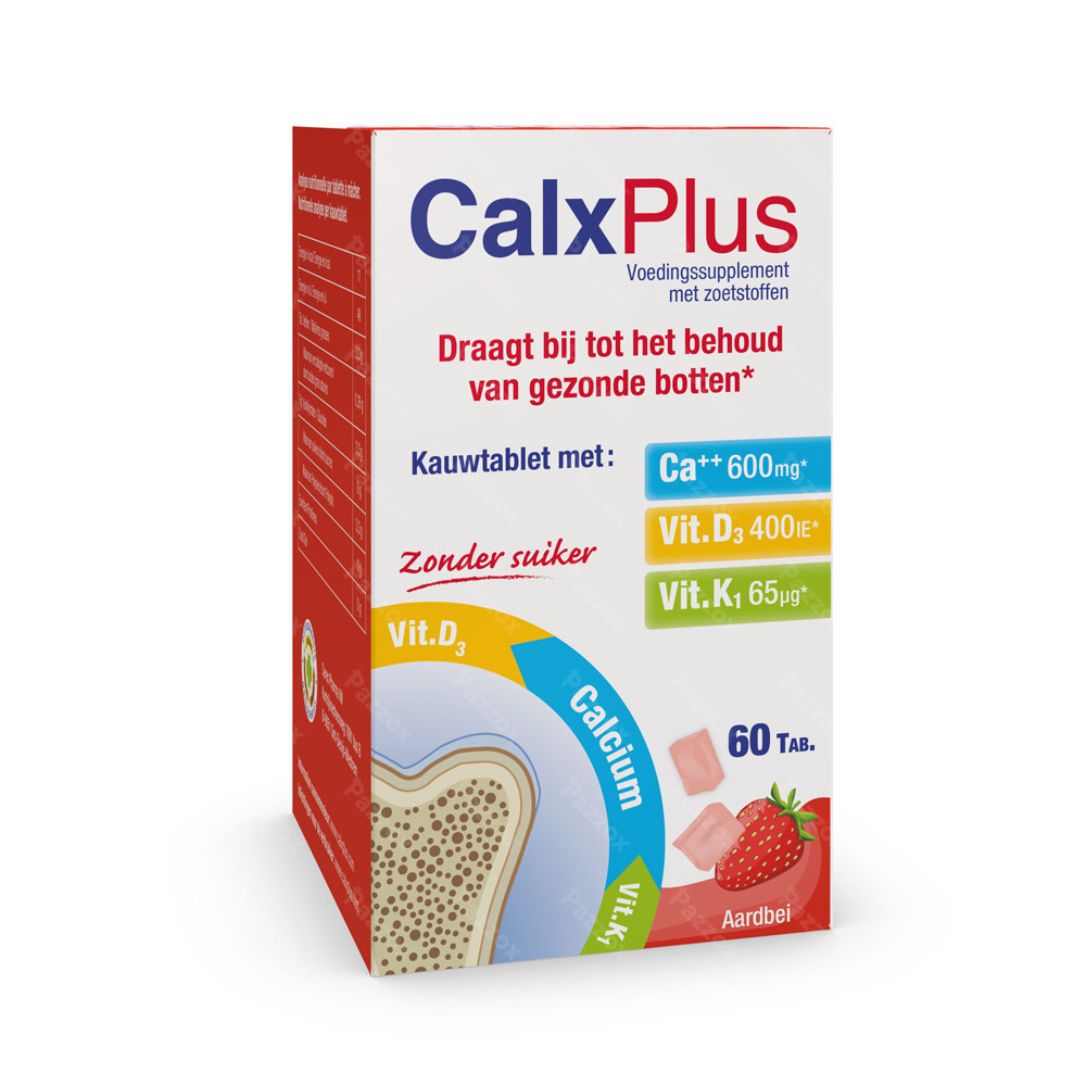 CalxPlus Aardbei 60 Kauwtabletten