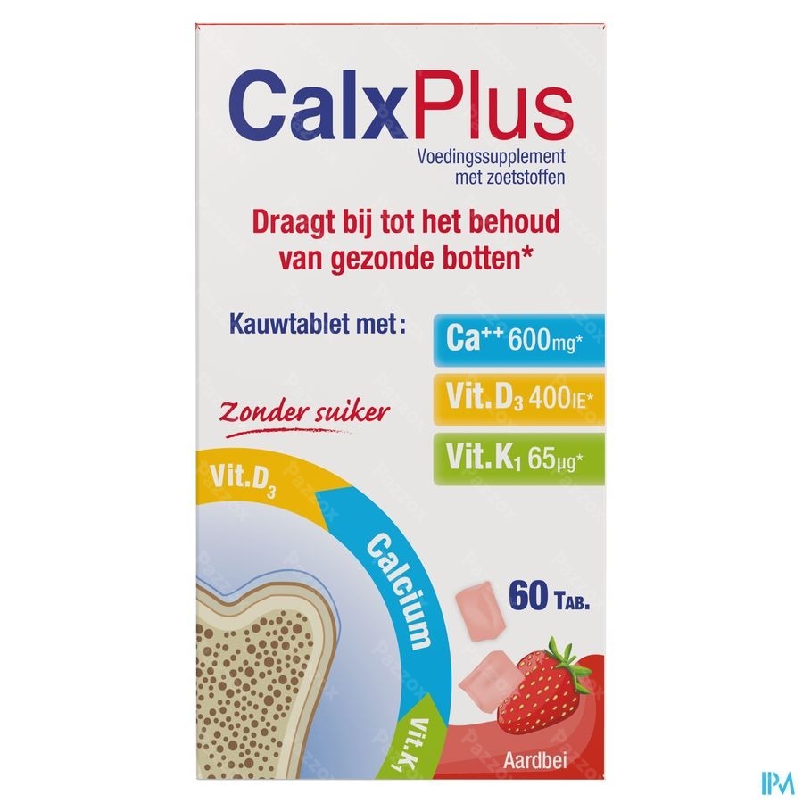 CalxPlus Aardbei 60 Kauwtabletten
