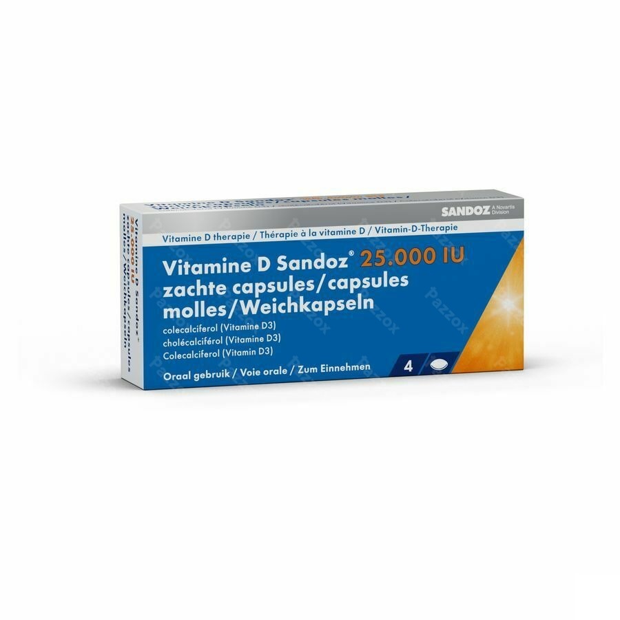 Sandoz Vitamine D 25000 IU 4 Zachte Capsules