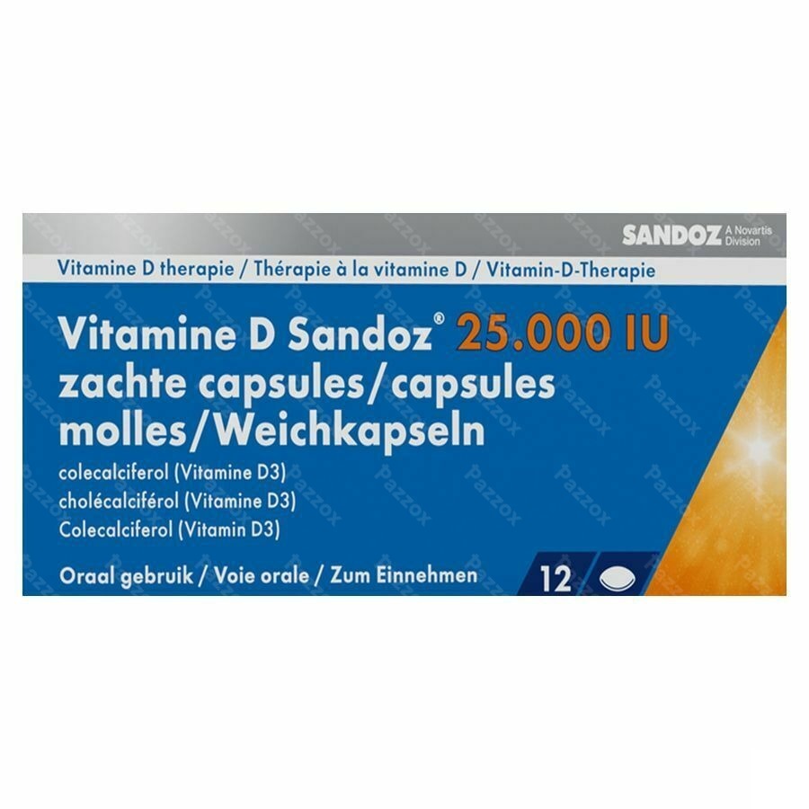 Sandoz Vitamine D 25000iu 12 Zachte Capsules