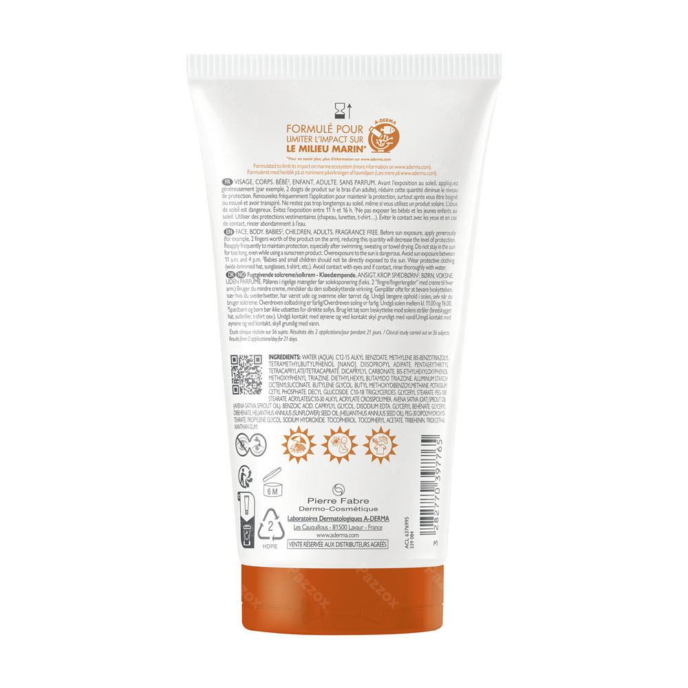 Aderma Exomega Control Zonnecreme Spf50+ 150ml