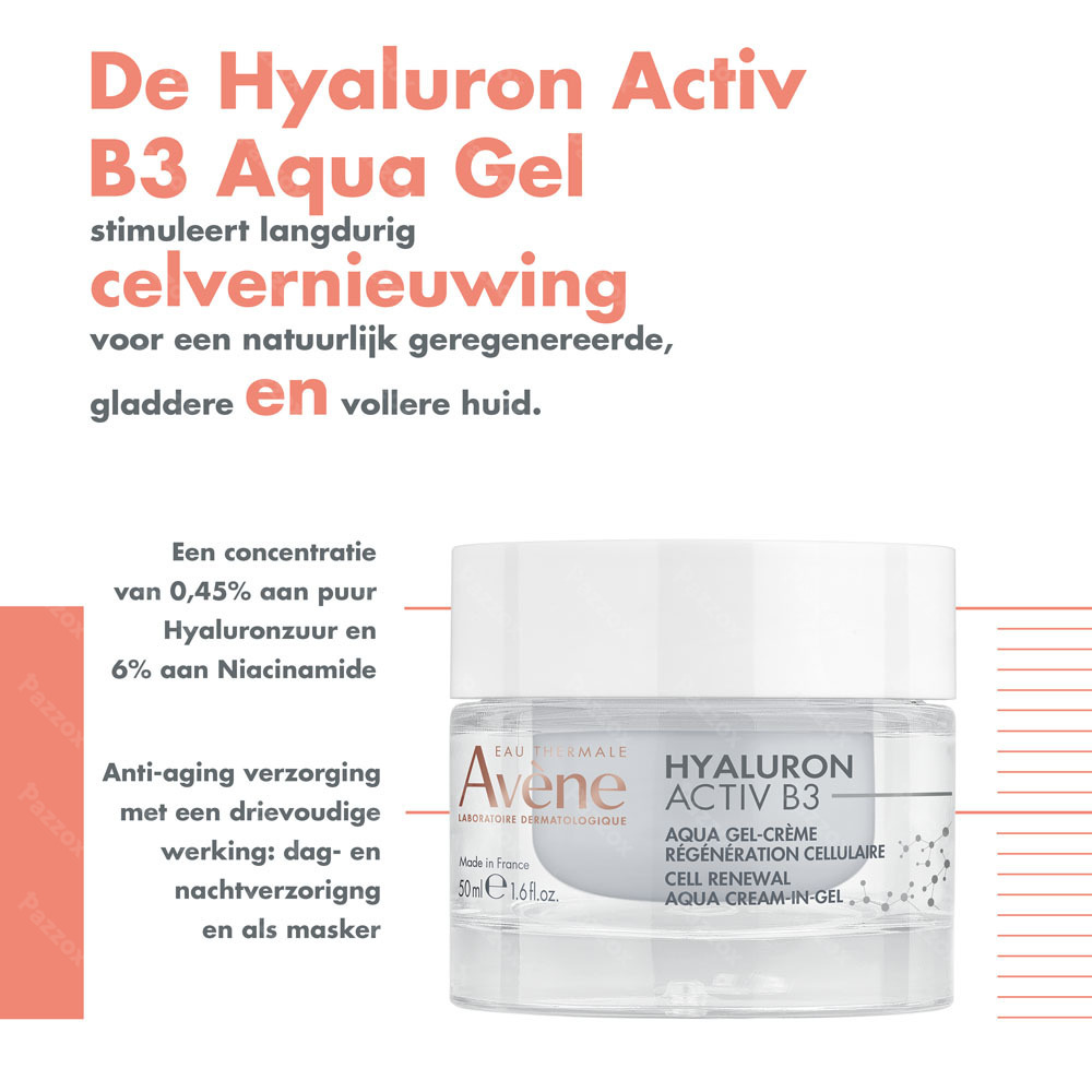Avène Hyaluron Activ B3 Celvernieuwende Aqua gel-crème anti-aging, Hyaluronzuur & Niacinamide 50ml