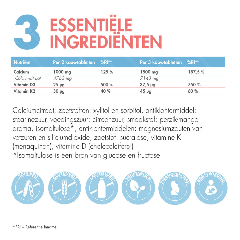 BariNutrics Calciumcitraat + K2 Kerssmaak 90 Kauwtabletten