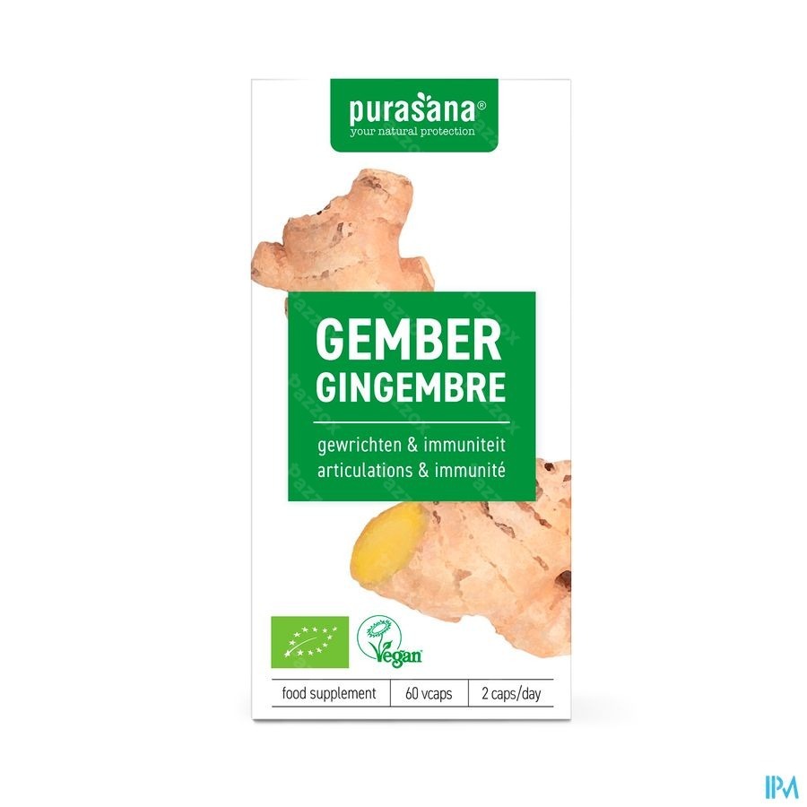 Purasana Vegan Gember 60 Plantaardige Capsules
