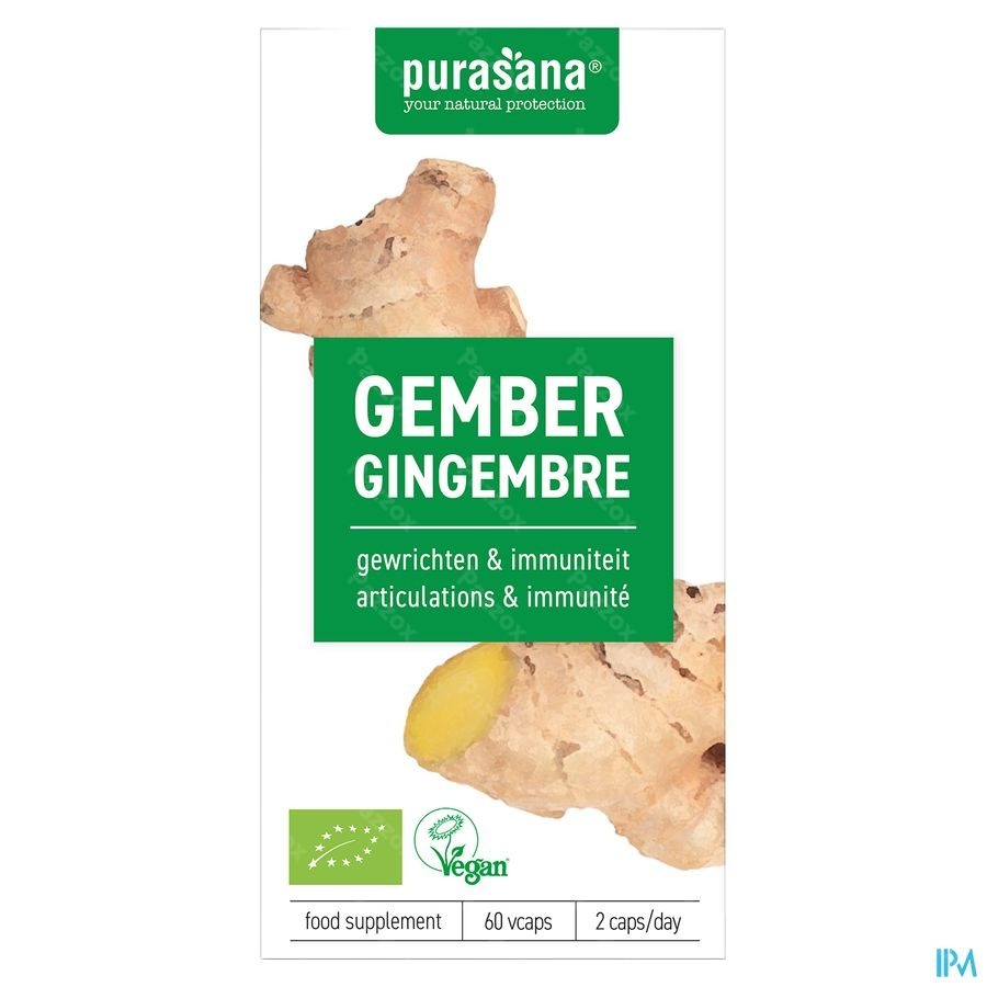 Purasana Vegan Gember 60 Plantaardige Capsules