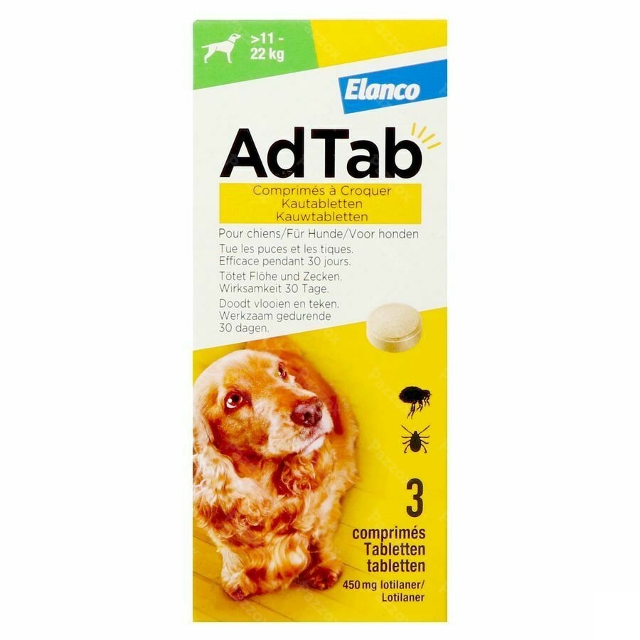 Adtab 450mg Hond >11kg-22kg Kauwtabl 3