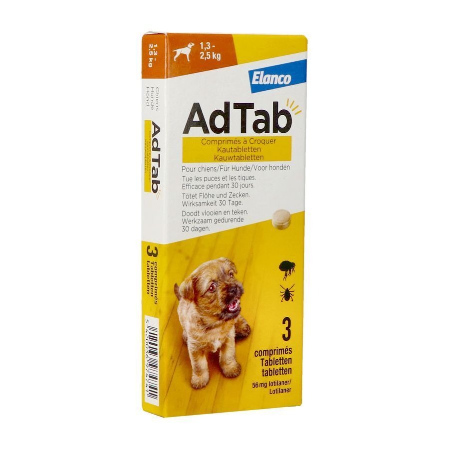 Adtab 56mg Hond >1,3-2,5kg Kauwtabl 3