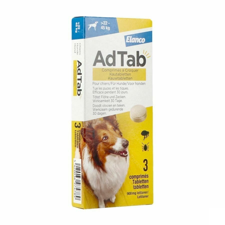 Adtab 900mg Hond >22kg-45kg Kauwtabl 3