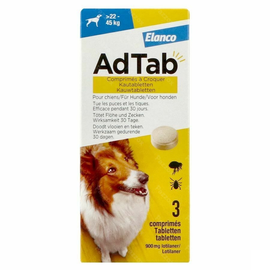 Adtab 900mg Hond >22kg-45kg Kauwtabl 3