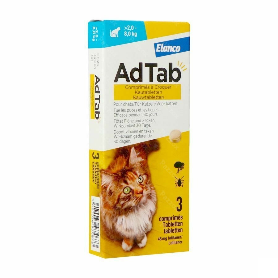 Adtab kauwtabletten kat 48mg (2kg-8kg) 3 tabletten