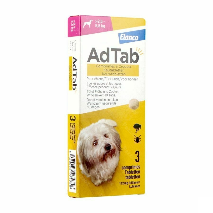 Adtab 112mg Hond >2,5kg-5,5kg Kauwtabl 3