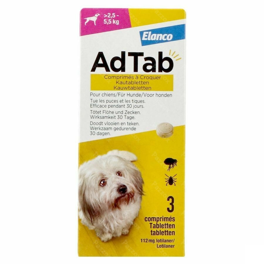 Adtab 112mg Hond >2,5kg-5,5kg Kauwtabl 3