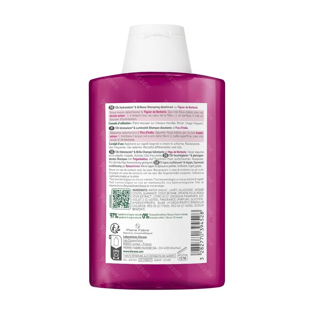 Klorane Hydratatie & Glans Dorstlessende shampoo met Cactusvijg 200 ml