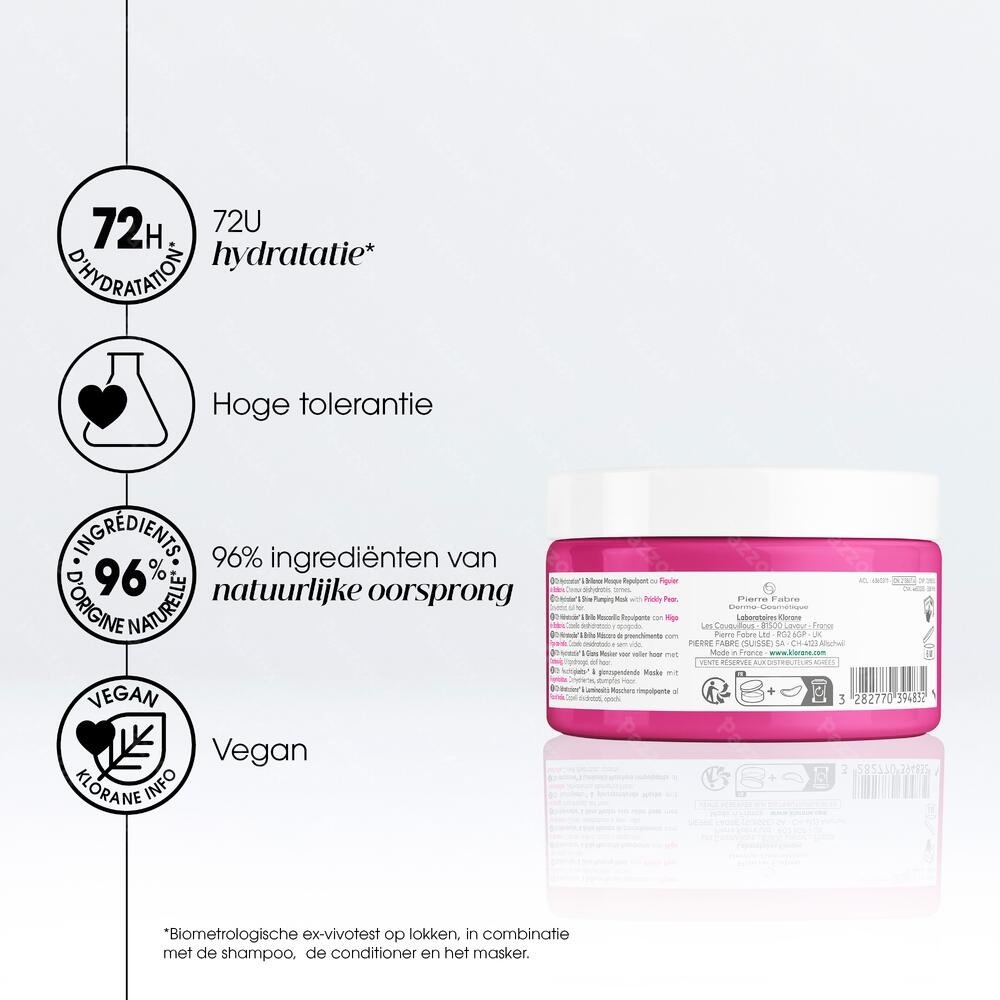Klorane Hydratatie & Glans Opvullend Masker - met Cactusvijg 250 ml