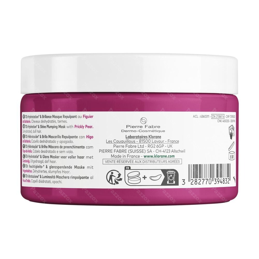 Klorane Hydratatie & Glans Opvullend Masker - met Cactusvijg 250 ml