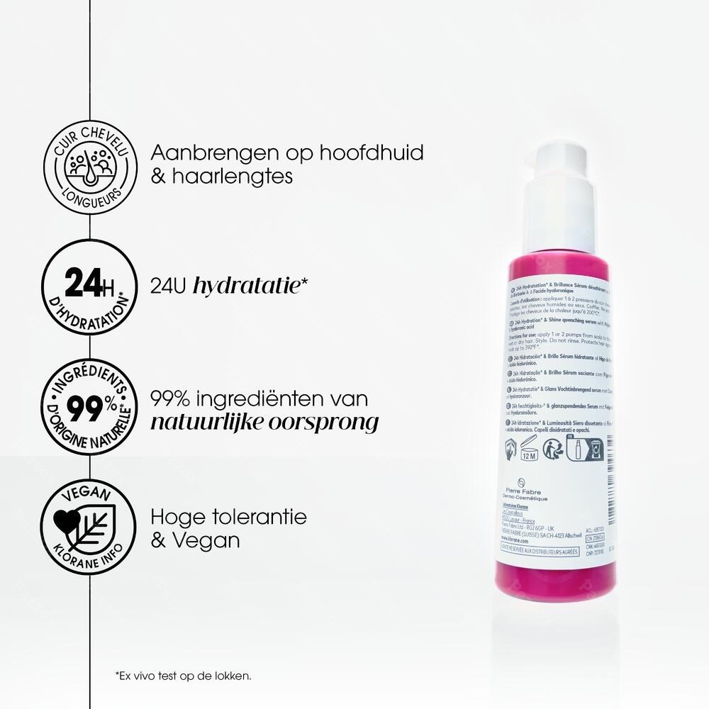 Klorane Hydratatie & Glans Dorstlessend Serum met Cactusvijg & Hyaluronzuur 100 ml